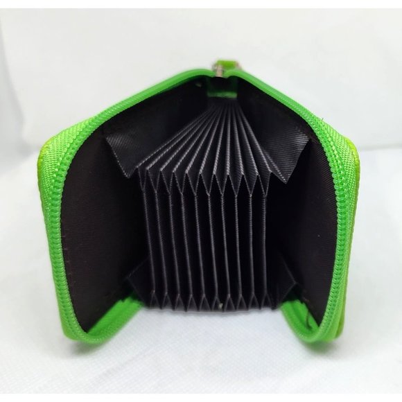 Green Mini Credit Card Case - Multi Card Slot Card Holder Wallet with ID Window - Picture 9 of 13